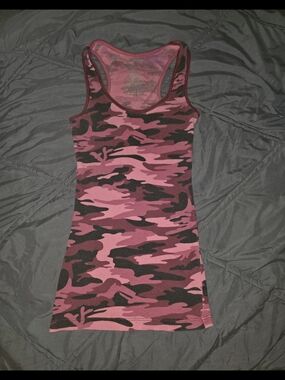 Miley Cyrus & Max Azria Pink Camo Racerback Tank Top